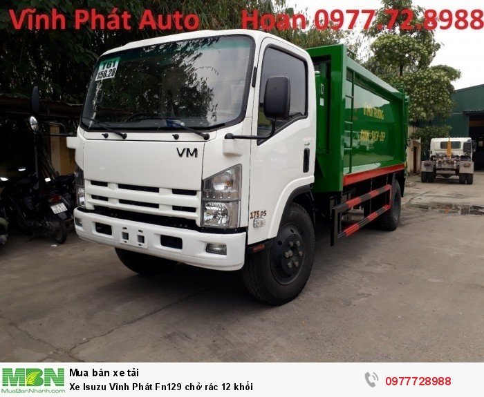 Xe Isuzu Vĩnh Phát Fn129 chở rác 12 khối