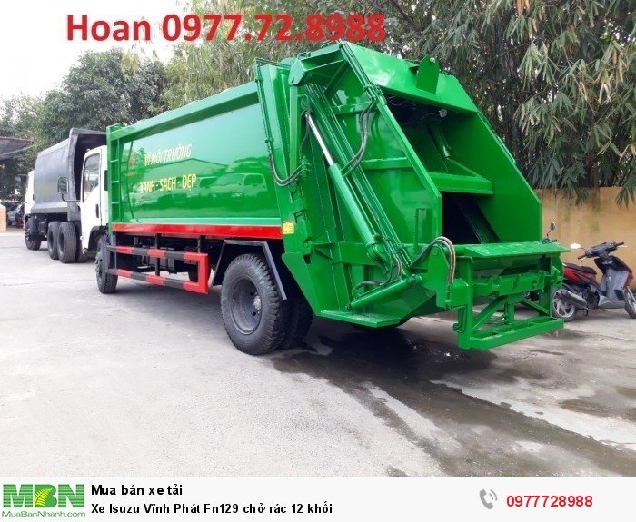 Xe Isuzu Vĩnh Phát Fn129 chở rác 12 khối