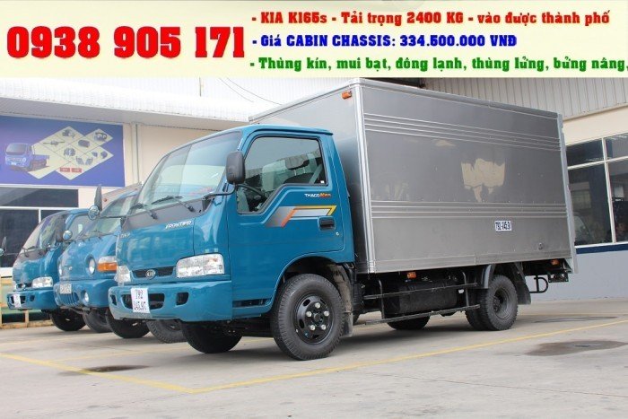 Giá xe tải thaco kia k165s tải trọng 2t4, 2t3. Đời mới 2017 hỗ trợ trả góp lãi sất ưu đãi
