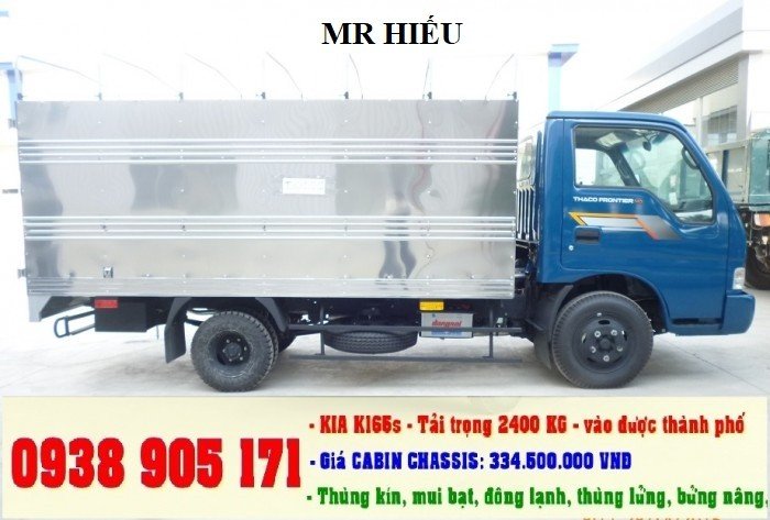 Giá xe tải thaco kia k165s tải trọng 2t4, 2t3. Đời mới 2017 hỗ trợ trả góp lãi sất ưu đãi