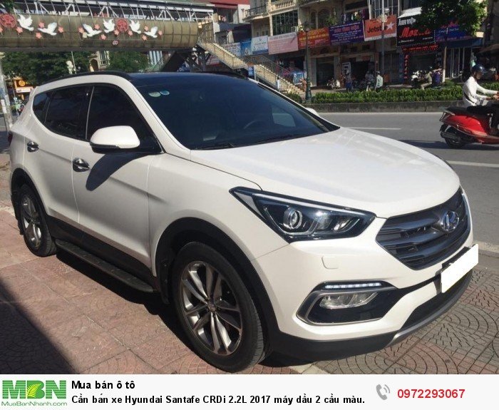 Cần bán xe Hyundai Santafe CRDi 2.2L 2017 máy dầu 2 cầu màu trắng
