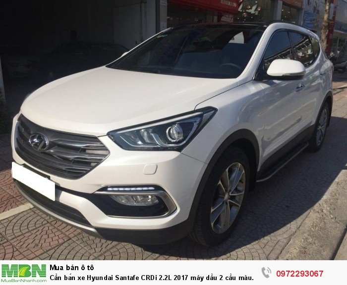 Cần bán xe Hyundai Santafe CRDi 2.2L 2017 máy dầu 2 cầu màu trắng