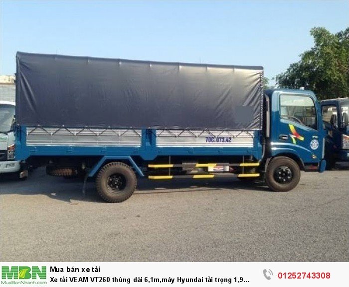 Xe tải VEAM VT260 thùng dài 6,1m,máy Hyundai tải trọng 1,9 tấn,vào thành phố giá cực rẻ.