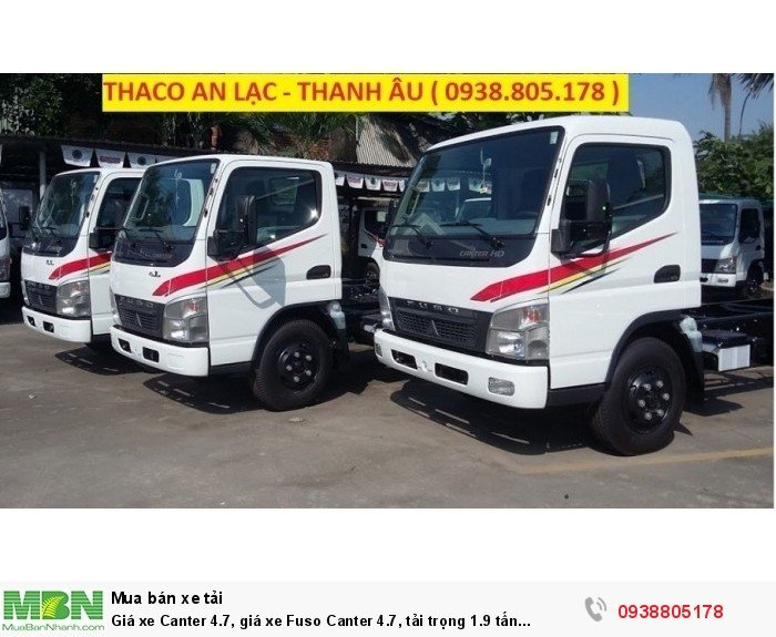 Giá xe Canter 4.7, giá xe Fuso Canter 4.7, tải trọng 1.9 tấn Thaco Trường Hải.