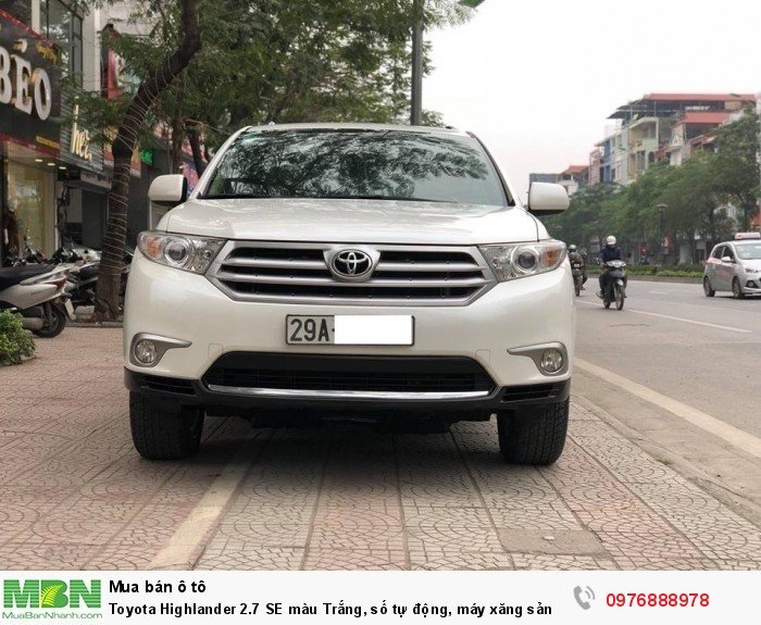 Toyota Highlander 2.7 SE màu Trắng, số tự động, máy xăng sản xuất 2011, Nhập M