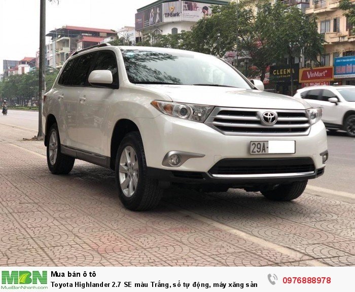 Toyota Highlander 2.7 SE màu Trắng, số tự động, máy xăng sản xuất 2011, Nhập M