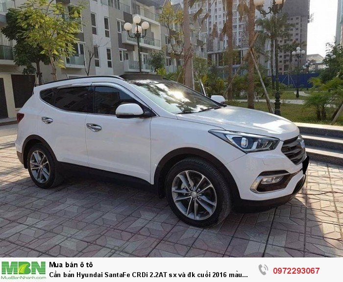 Cần bán Hyundai SantaFe CRDi 2.2AT sx và đk cuối 2016 màu trắng