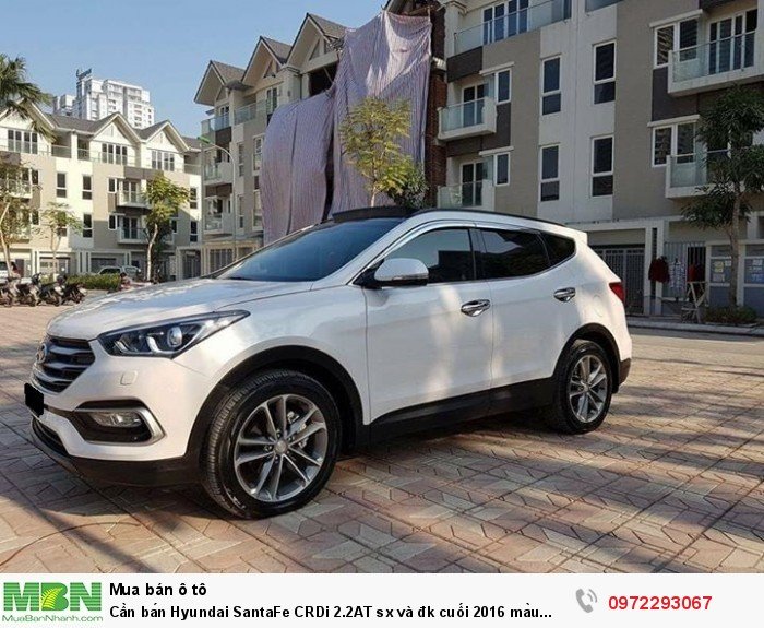 Cần bán Hyundai SantaFe CRDi 2.2AT sx và đk cuối 2016 màu trắng