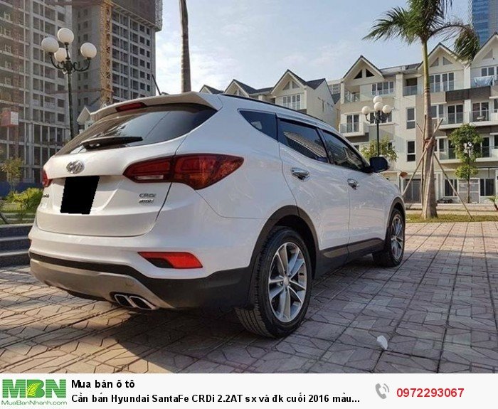 Cần bán Hyundai SantaFe CRDi 2.2AT sx và đk cuối 2016 màu trắng