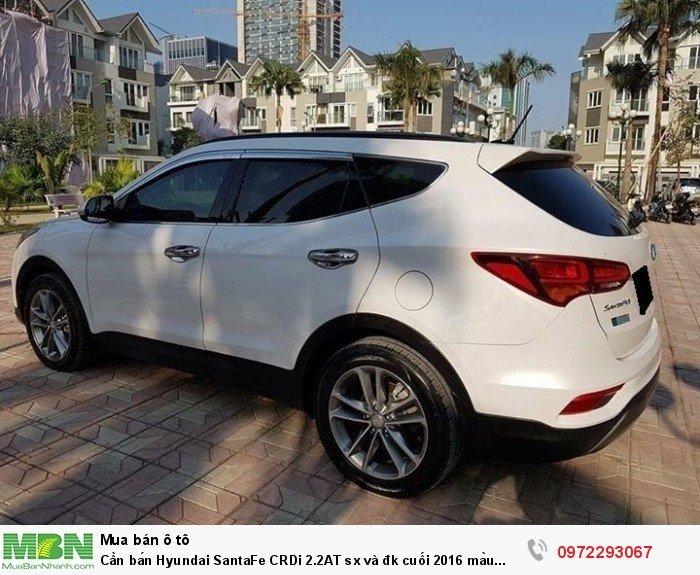 Cần bán Hyundai SantaFe CRDi 2.2AT sx và đk cuối 2016 màu trắng