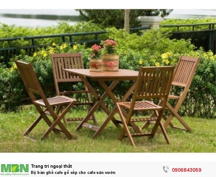 Bộ bàn ghế cafe gỗ xếp cho cafe sân vườn