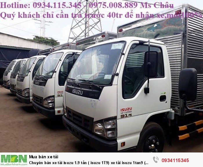 Chuyên bán xe tải Isuzu 1.9 tấn ( Isuzu 1T9) xe tải Isuzu 1tan9 ( Isuzu 1.9 Tấn ) trả góp