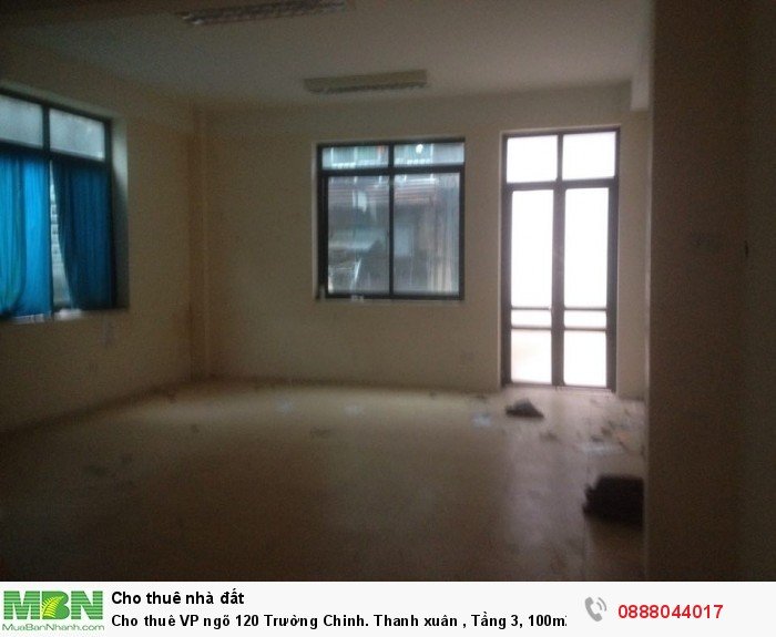 Cho thuê VP ngõ 120 Trường Chinh. Thanh xuân , Tầng 3, 100m2, giá 14tr/tháng.