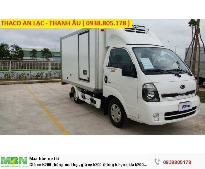 Giá xe K200 thùng mui bạt, giá xe k200 thùng kín, xe kia k200 Trường Hải