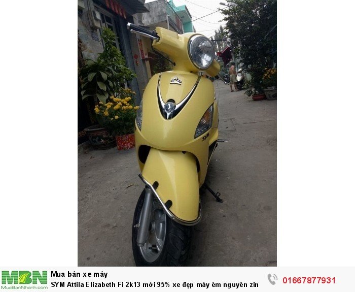 SYM Attila Elizabeth Fi 2k13 mới 95% xe đẹp máy êm nguyên zin xe phun xăng nên chạy rất lợi xăng