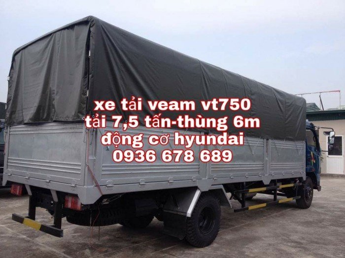 Xe tải veam vt750, tải trọng 7,5 tấn, động cơ Hyundai, thùng dài 6m1, giá rẻ nhất
