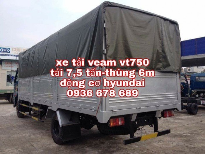 Xe tải veam vt750, tải trọng 7,5 tấn, động cơ Hyundai, thùng dài 6m1, giá rẻ nhất