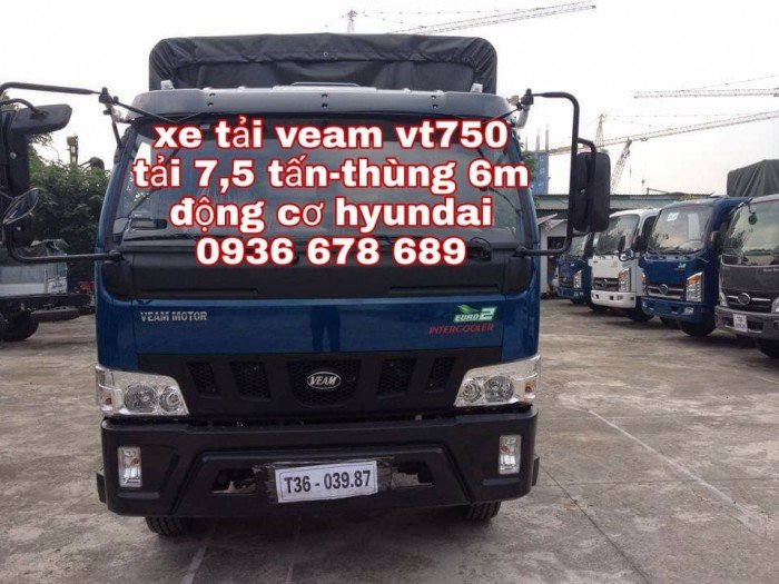 Xe tải veam vt750, tải trọng 7,5 tấn, động cơ Hyundai, thùng dài 6m1, giá rẻ nhất