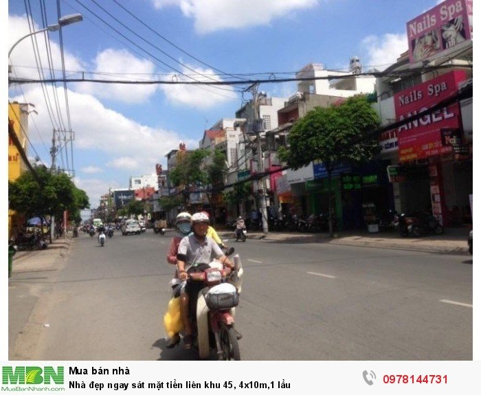 Nhà đẹp ngay sát mặt tiền liên khu 45, 4x10m,1 lầu