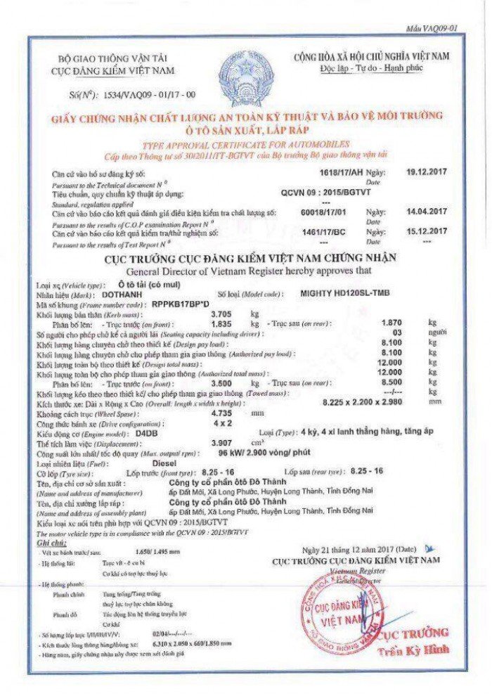 Đại lý xe tải HuynDai DoThanh tại cần thơ/ HuynDai HD120SL 8 Tấn Thùng dài 6m3