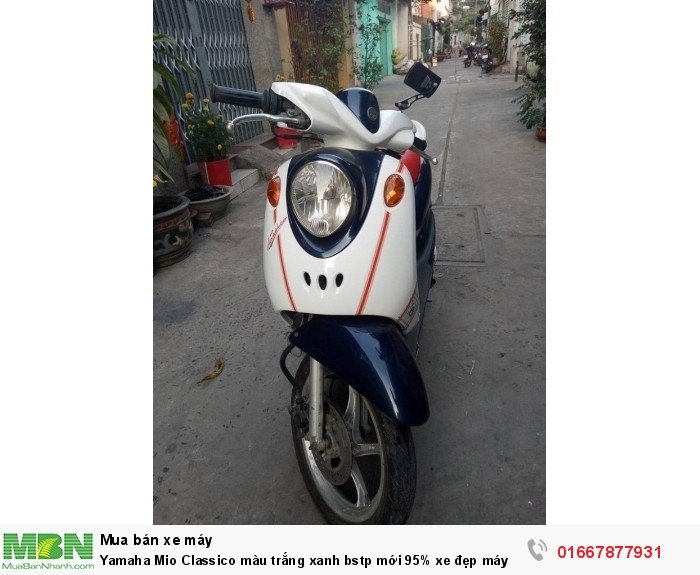 Yamaha Mio Classico màu trắng xanh bstp mới 95% xe đẹp máy eem chạy nhẹ vọt lợi xăng