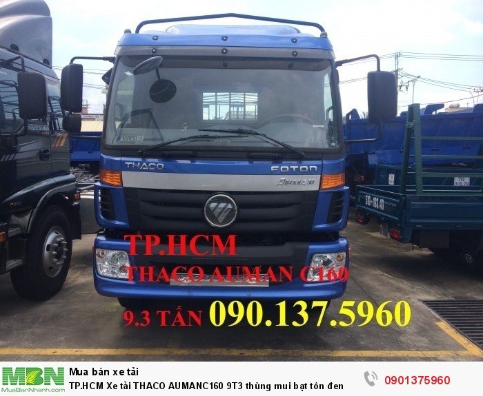Xe tải Thaco Auman C160 9T3 thùng mui bạt tôn đen TP.HCM