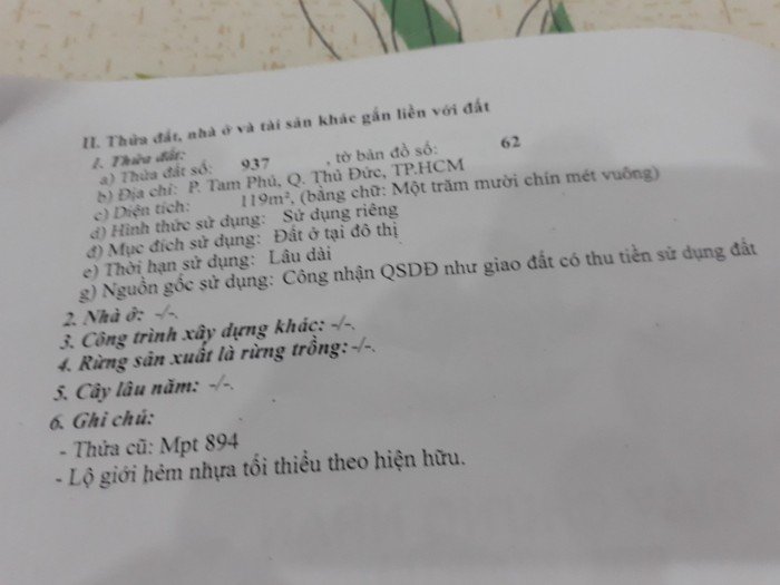 Bán gấp lô đất B8 đường Ụ Ghe phường Tam Phú quận Thủ Đức