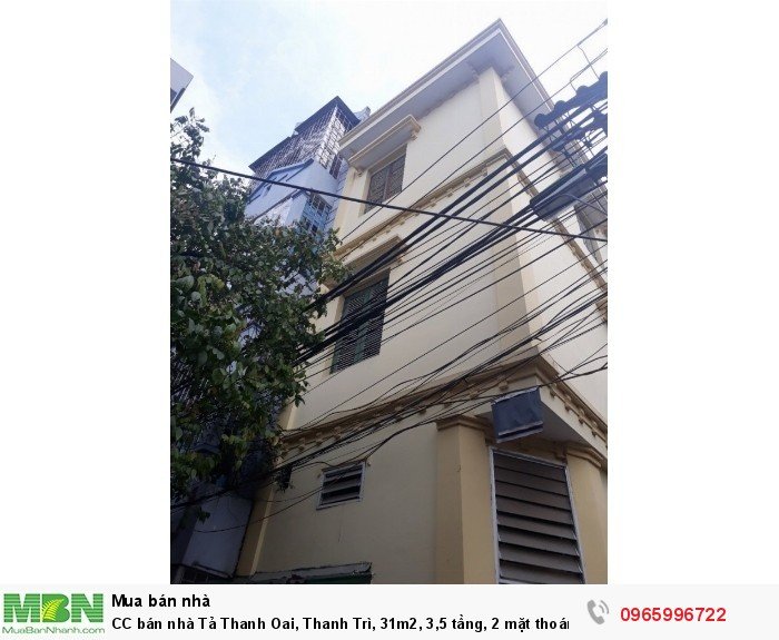 CC bán nhà Tả Thanh Oai, Thanh Trì, 31m2, 3,5 tầng, 2 mặt thoáng, ô tô đỗ cửa
