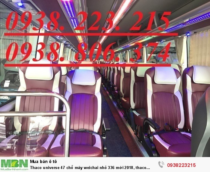 Thaco universe 47 chỗ máy weichai nhỏ 336 mới 2018, thaco universe 47 chỗ máy weichai lớn 375 mới 2018