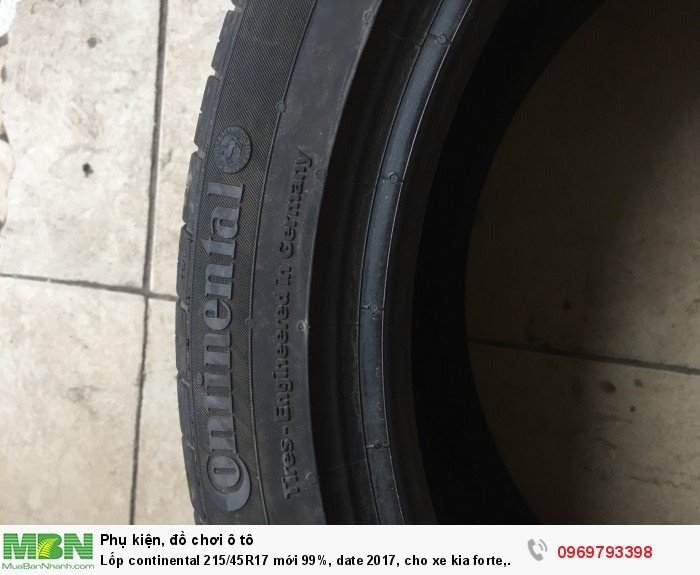 Lốp continental 215/45R17 mới 99%, date 2017, cho xe kia forte, kia K3, kia K4, Kia cerato, hyundai i30