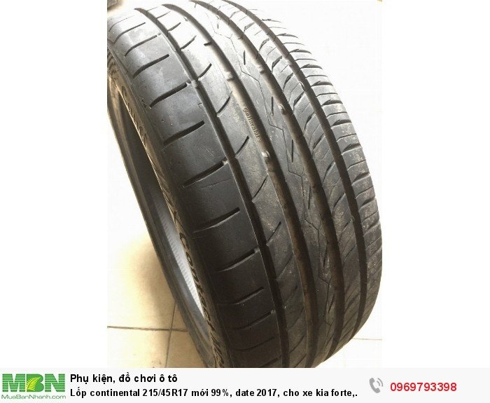 Lốp continental 215/45R17 mới 99%, date 2017, cho xe kia forte, kia K3, kia K4, Kia cerato, hyundai i30