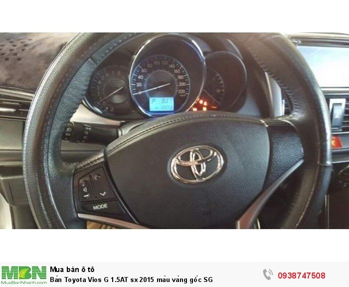 Bán Toyota Vios G 1.5AT sx 2015 màu vàng gốc SG