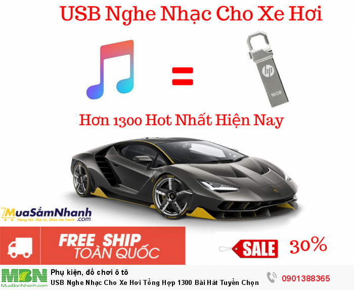 USB Nghe Nhạc Cho Xe Hơi Tổng Hợp 1300 Bài Hát Tuyển Chọn 16G - MSN388329