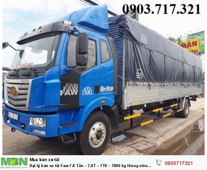 Đại lý bán xe tải Faw 7.8 Tấn – 7.8T – 7T8 – 7800 kg thùng siêu dài giá tốt giao ngay