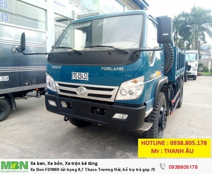 Xe Ben FD9000 tải trọng 8,7 Thaco Trường Hải, hỗ trợ trả góp 70% giá trị xe.