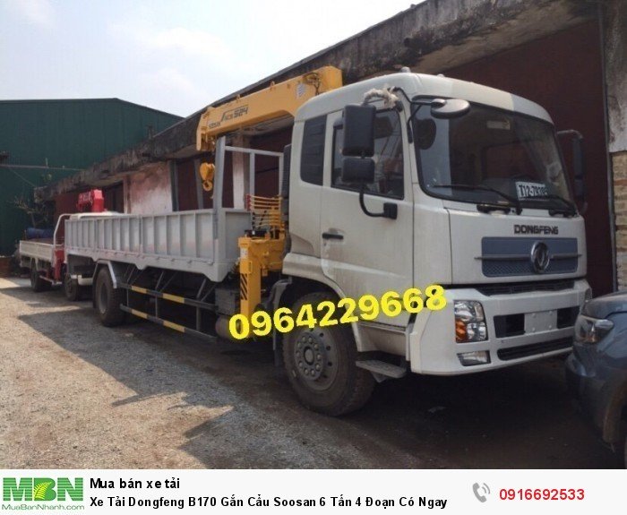 Xe Tải Dongfeng B170 Gắn Cẩu Soosan 6 Tấn 4 Đoạn Có Ngay