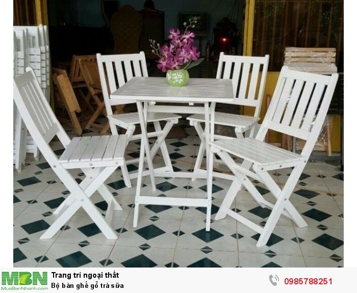 Bộ bàn ghế gỗ trà sữa2