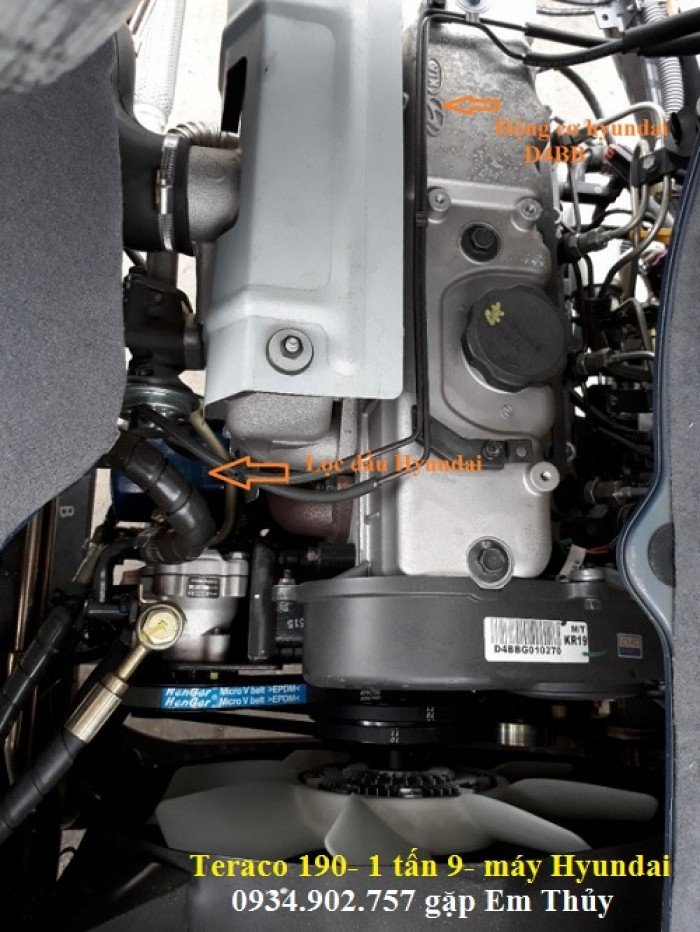 Xe tải Teraco 1 tấn 9 máy Hyundai\ giá xe tải Hyundai 1 tấn 9 thùng mui bạt giá bao nhiêu?
