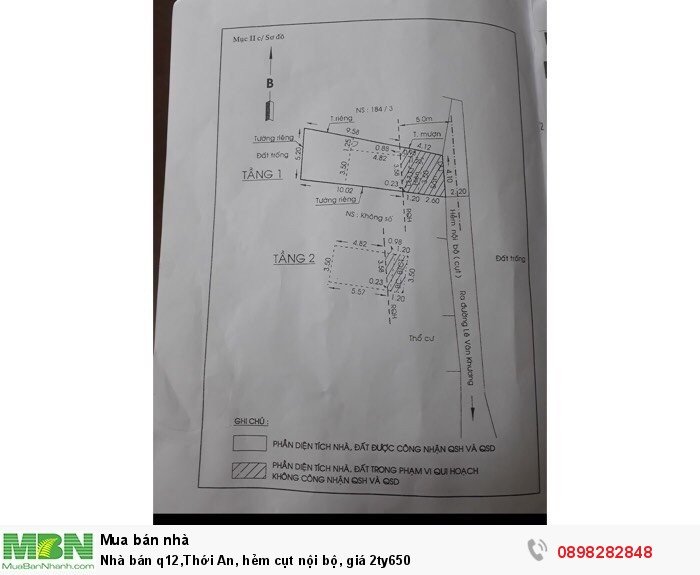 Nhà bán q12,Thới An, hẻm cụt nội bộ, giá 2ty650