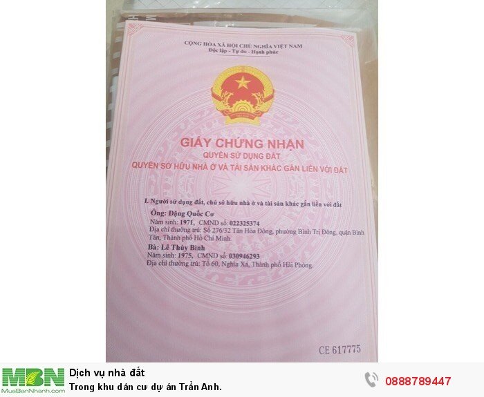 Trong khu dân cư dự án Trần Anh.