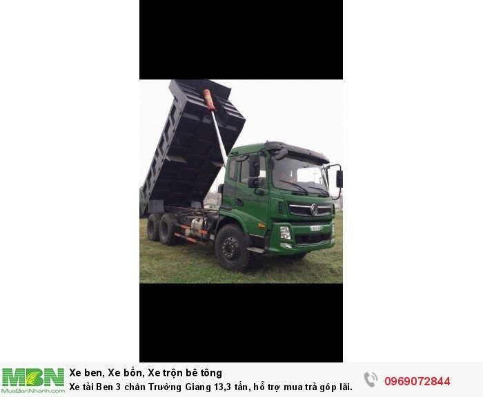 Xe tải Ben 3 chân Trường Giang 13,3 tấn, hỗ trợ mua trả góp lãi xuất thấp