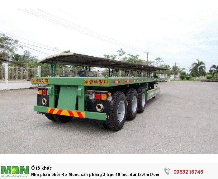 Nhà phân phối Rơ Mooc sàn phẳng 3 trục 40 feet dài 12.4m Doosung Hàn Quốc