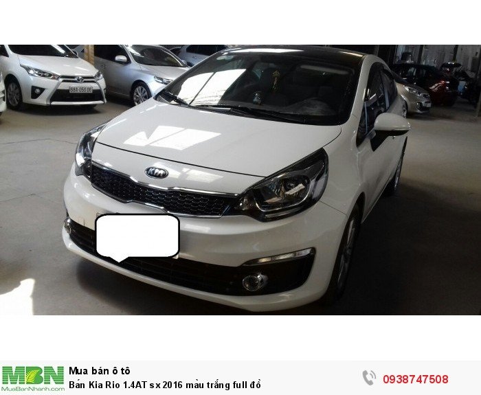 Bán Kia Rio 1.4AT sx 2016 màu trắng full đồ