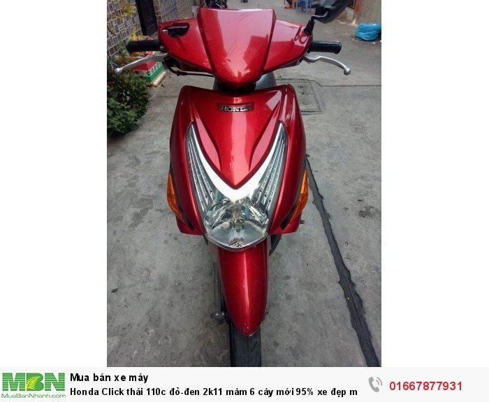 Honda Click thái 110c đỏ-đen 2k11 mâm 6 cây mới 95% xe đẹp máy êm nhẹ