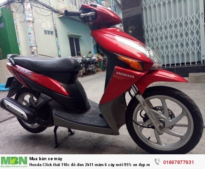 Honda Click thái 110c đỏ-đen 2k11 mâm 6 cây mới 95% xe đẹp máy êm nhẹ