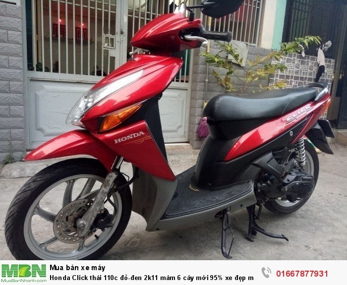 Honda Click thái 110c đỏ-đen 2k11 mâm 6 cây mới 95% xe đẹp máy êm nhẹ