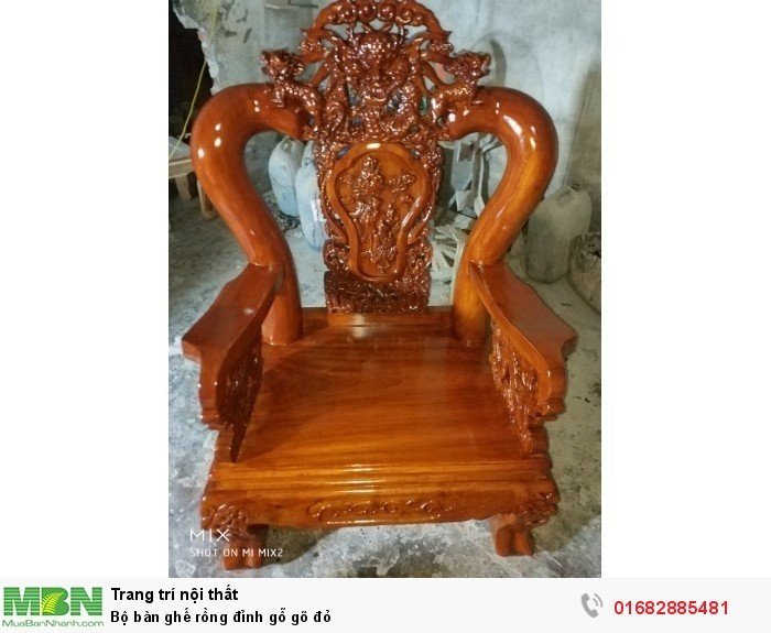 Bộ bàn ghế đồng kỵ rồng đỉnh gỗ gõ đỏ2