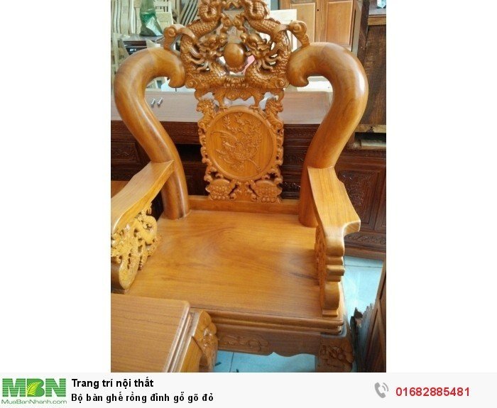 Bộ bàn ghế đồng kỵ rồng đỉnh gỗ gõ đỏ12