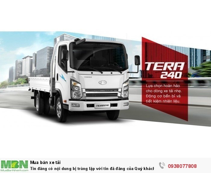 Xe tải Derhan Tera240 tải trọng 2,4 tấn chạy trong thành phố