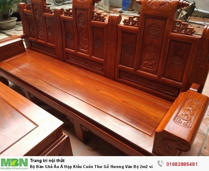 Bộ Bàn Ghế Âu Á Hộp Kiểu Cuốn Thư Gỗ Hương Vân7
